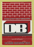 Matchbook Cover - Delaware Brick Wilmington Dover DE WORN 40 Strike