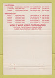 Matchbook Cover - World Wide Video Porn CA WA 40 Strike