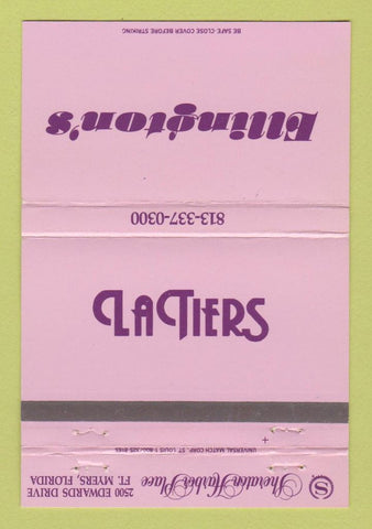 Matchbook Cover - Ellington's La Tiers Sheraton Hotel Fort Myers FL 40 Strike