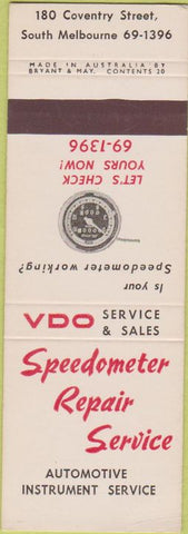 Matchbook Cover - Speedometer Repair Service South Melbourne AU