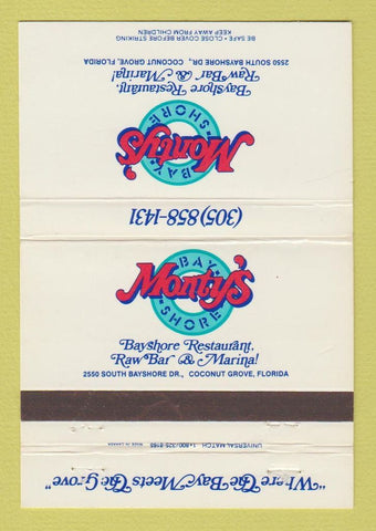 Matchbook Cover - Monty's Bay Shore Restaurant Coconut Grove FL 40 Strike