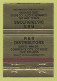 Matchbook Cover - R&S Distributors Drywall Commerce City Colorado 40 Strike