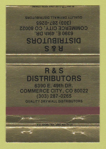 Matchbook Cover - R&S Distributors Drywall Commerce City Colorado 40 Strike