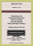 Matchbook Cover - Colonial Motel Brattleboro VT 40 Strike