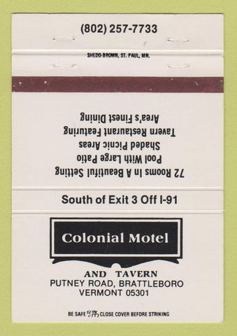 Matchbook Cover - Colonial Motel Brattleboro VT 40 Strike