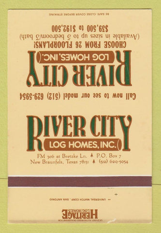 Matchbook Cover - River City Log Homes New Braunfels TX SAMPLE 40 Strike