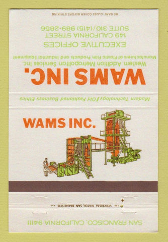 Matchbook Cover - Wams Plastic Film Products San Francisco CA 40 Strike