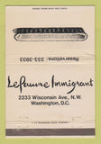 Matchbook Cover - Le Pauure Immigrant Washington DC WEAR 40 Strike