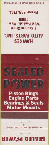 Matchbook Cover - Sealed Power Hawkes Auto West Peabody MA
