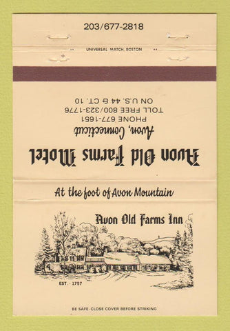 Matchbook Cover - Avon Old Farms Hotel Avon CT #2 40 Strike