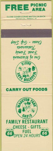 Matchbook Cover - Mauston Park Oasis Phillips 66