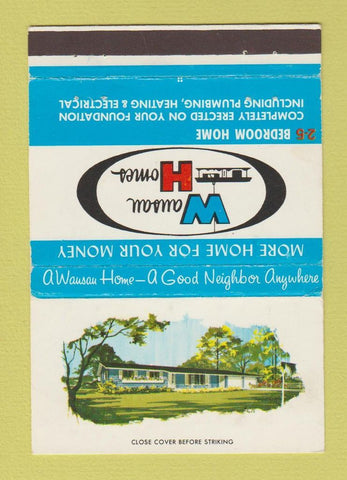 Matchbook Cover - Wausau Homes JW Huss Ironwood MI 40 Strike