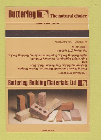 Matchbook Cover Butterley Building Materials Ripley UK England SAMPLE 40 Strike