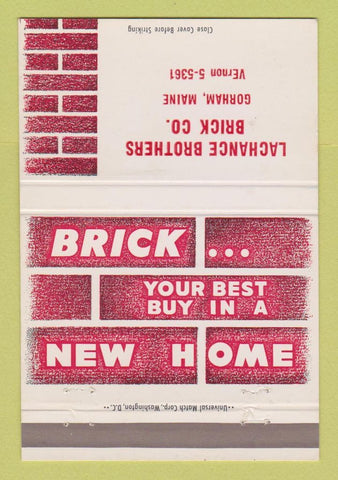 Matchbook Cover - Lachance Brothers Brick Gorham ME 40 Strike