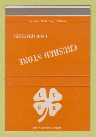 Matchbook Cover - Luck Quarries Crushed Stone Richmond VA SAMPLE 40 Strike