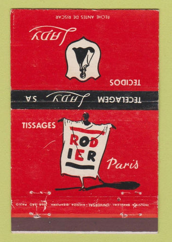 Matchbook Cover - Tissages Paris Tecidos Lady Brazil Fabrics WEAR 40 Strike