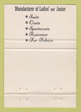 Matchbook Cover - Niccolini Women's Clothes Montreal QC WEAR 40 Strike