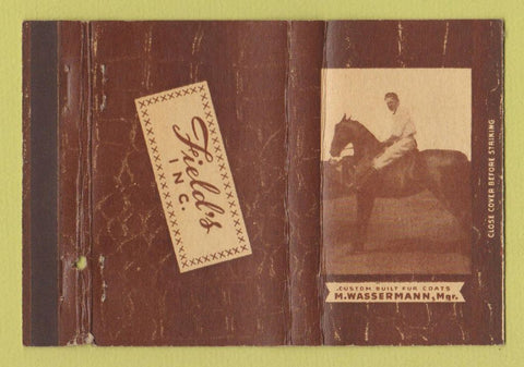 Matchbook Cover - Field's Fur Coats Wassermann Grand Island NE 40 Strike