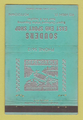 Matchbook Cover Souder's East End Sport Shop Boat Motors Pottstown PA 40 Strike