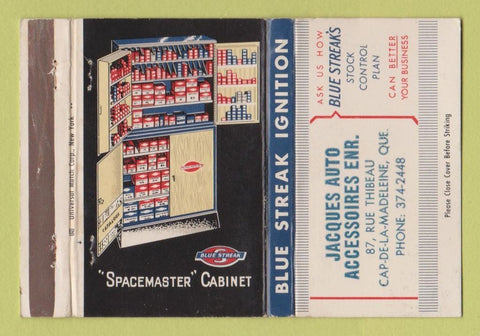 Matchbook Cover Blue Streak Ignition Parts Cap De La Madeleine QC WEAR 40 Strike