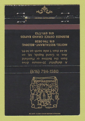 Matchbook Cover - Candlestick Inn Belding MI BLACK 40 Strike