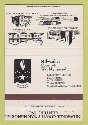 Matchbook Cover - Milwaukee County War Memorial Center WI 40 Strike