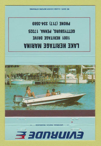 Matchbook Cover - Evinrude Boat Motors Gettysburg PA 40 Strike