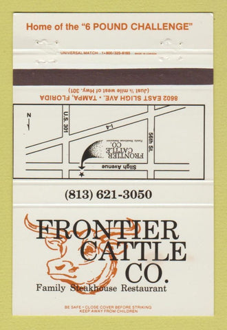 Matchbook Cover - Frontier Cattle Company Tampa FL 40 Strike