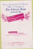 Matchbook Cover - Citizens Bank Gerald MO Christmas 40 Strike