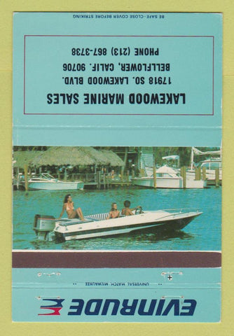 Matchbook Cover - Evinrude Boat Motors Bellflower CA 40 Strike