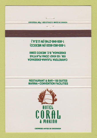 Matchbook Cover - Hotel Coral Marina Ensenada BC Mexico 40 Strike