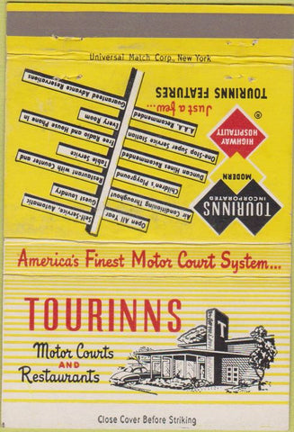 Matchbook Cover - Tourinns Motor Court Fort Wayne IN 40 Strike