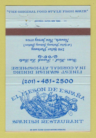Matchbook Cover - El Meson De Espana Restaurant Newark NJ 40 Strike