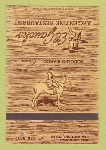 Matchbook Cover - El Gaucho Argentine Restaurant San Antonio TX 40 Strike