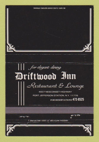 Matchbook Cover - Driftwood Inn Port Jefferson Station NY 40 Strike