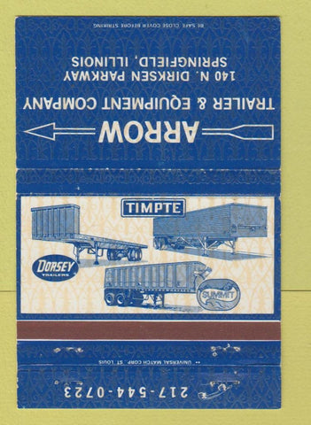 Matchbook Cover - Arrow Trailer Equipment Springfield IL 40 Strike