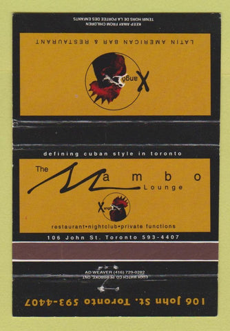 Matchbook Cover - Mambo Lounge Xango Latin Restaurant Toronto ON 40 Strike