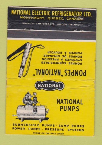 Matchbook Cover - Pompes National Pumps Montmagny QC WEAR 40 Strike