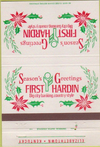 Matchbook Cover - First Hardin Bank Elizabethtown KY  40 Strike