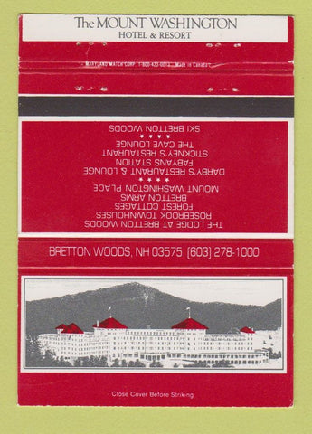 Matchbook Cover - Mount Washington Hotel Bretton Woods NH 40 Strike