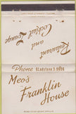 Matchbook Cover - Meo's Franklin House River Grove IL 40 Strike