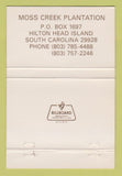Matchbook Cover - Moss Creek Plantation Hilton Head Island SC 40 Strike