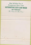 Matchbook Cover - Automotive City Car Wash San Francisco CA 40 Strike