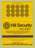 Matchbook Cover - Hill Security Van Lines Canada WEAR 40 Strike