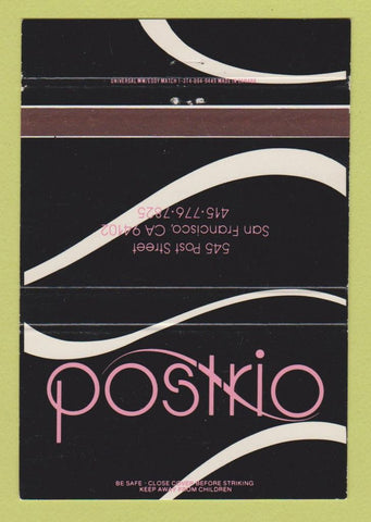 Matchbook Cover - Postrio Restaurant San Francisco CA 40 Strike