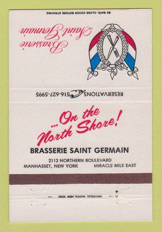 Matchbook Cover - Brasserie Saint Germain Manhasset NY 40 Strike