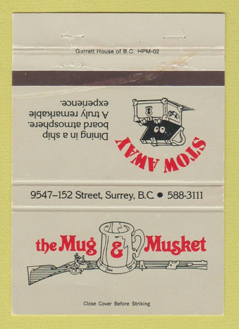 Matchbook Cover - Mug and Musket Stow Away Surrey BC WEAR 40 Strike