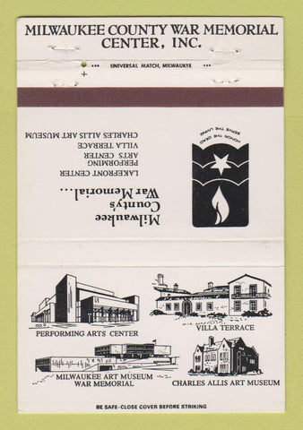 Matchbook Cover - Milwaukee County War Memorial Center WI 40 Strike
