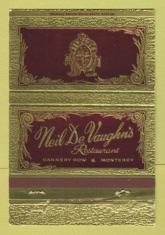 Matchbook Cover - Neil De Vaughn's Restaurant Monterey CA 40 Strike