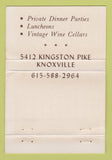 Matchbook Cover - The Orangery French Restaurant Knoxville TN 40 Strike